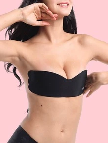 Áo ngực liền thân không đường may, có cánh, làm từ silicon sinh học, thoáng khí, ôm sát ngực, miếng dán ngực mỏng nhẹ, thích hợp cho mùa hè. - màu đen - Xem 3