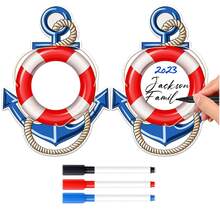 2pcs/Set Cruise Door Magnetic Anchor, Car Magnetic Anchor, Magnetic Sticker With Life Buoy, Comes With 3 Paint Pens, Nautical Ship Anchor, Cruise Door Decor, Fridge Decor, Cruise Fridge Decor, Beach Party Gifts - 2 PCS Magent+3pen - View 1