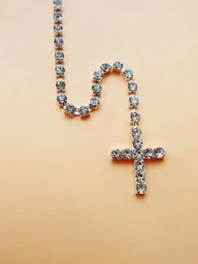 1pc Elegant Women's Sexy Cross Back Chain, Minimalist Bridal Wedding Backpiece, Rhinestone Luxury Accessory - Silver - View 3