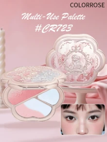 COLORROSE 浮雕彩妝盤，霧面亮片眼影盤，高顯色，長效閃耀眼影，絲滑輕盈平滑，附鏡子，高光修容腮紅粉全合一彩妝盤 - CR723 - 查看 1
