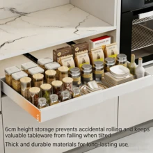 Kitchen Storage Rack Pull Out Cabinet Organizer No Punch Expandable Slide Out Drawers For Kitchen Cabinet,Pantry,Bathroom - White - View 5