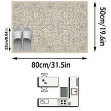 1pc Vintage Moroccan-Style Floral & Striped Soft Faux Wool Area Rug/Carpet/Mat, Suitable For Bathroom, Kitchen, Entryway, Hallway, Bedside, Living Room, Bedroom, Machine Washable, Home Decor - Multicolor - View 15