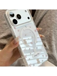Transparent Adorable Butterfly Teddy Bear Magnetic Phone Case, Compatible With IPhone 17 Pro Max/16 Pro Max And Fits 13/14/15/12/11, Drop-Proof Protection Case - Transparent Bear - View 3