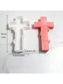 符文十字形蜡烛硅胶模具，DIY树脂石膏装饰小雕像模具 - 白色 - 查看 4