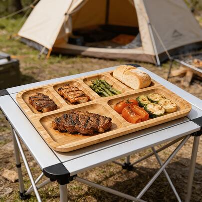 Bamboo Cheese Tray With Transparent Acrylic Lid - Portable Serving Tray, Suitable For Camping, Parties, Restaurants | Festival Appetizer, And Snack Serving Tray, With Secure Lid - Perfect For Christmas And Halloween