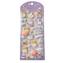 1套4款可爱宠物泡泡贴纸 - 兔子/熊猫/猫/熊3D贴纸，可用于剪贴簿、DIY装饰、减压，是婚礼季、母亲节的完美礼物 - 3D貼紙49 - 查看 10