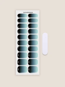 20 piezas de calcomanías de uñas transparentes de base, requieren curado con lámpara UV, calidad de salón duradera, calcomanías de uñas con temática de libro rojo del mismo estilo adecuadas para las puntas de los dedos - Neblina azul - Ver 3