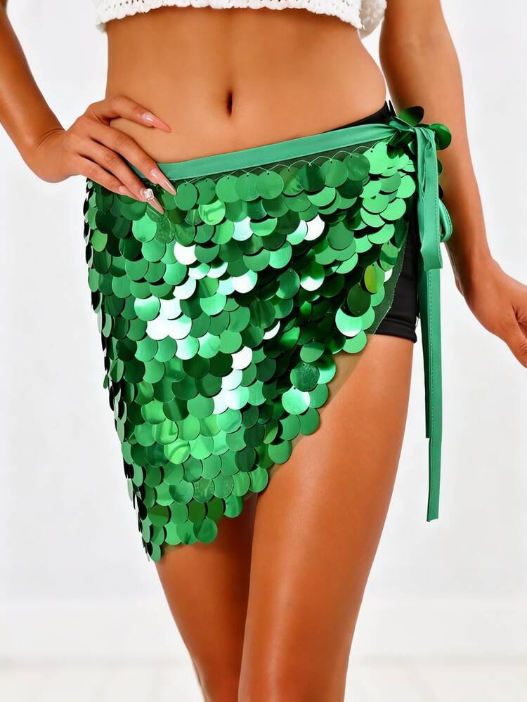Faja de danza del vientre con discos de lentejuelas de alto brillo, pañuelo de cadera que capta la luz para actuaciones en el escenario con reflectores (disponible en múltiples colores) - Multicolor - Añade 13