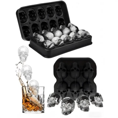 1 pieza Molde de hielo de hockey sobre hielo con calavera 3D, Molde de silicona flexible para cubitos de hielo, Molde de cubitos de hielo, Molde de cubitos de hielo, Molde de chocolate multifuncional para el hogar, Apto para congelador, Fabricante de calavera de hielo de hockey espeluznante, Fácil de desmoldar, Se puede usar para hacer bebidas frías, etc., Accesorios de cocina, Fiesta de Halloween, Bebidas frías, Accesorios de cocina