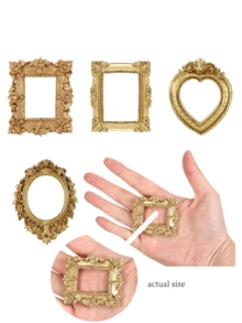 4个复洛克风格迷你镂空相框，树脂雕刻相框，适用于DIY娃娃屋墙面装饰，可用作娃娃展示配件、送给家人朋友的惊喜礼物、珠宝店装饰、摄影道具、桌面摆件。 - 多款 - 查看 19