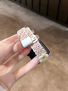 新款藝術優雅尼龍花卉錶帶，相容 38/40/41/42/44/45/46/49mm，適用於 Ultra/S10/9/8/7/6/5/4/3/2/1 - 彩點花 - 查看 3