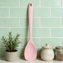 [2/4/6件装] 不粘厨房铲 - 11英寸硅胶铲，耐热煎蛋/汉堡/煎饼铲，可放入洗碗机清洗（粉色/红色） - 粉色 - 查看 11