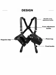 Concealed Shoulder Holster, Adjustable Outdoor Shoulder Strap Underarm Gun Holster With Dual Magazine Pouches, Leather - Multicolor - View 5