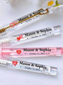 1/12/24/36/48/60/72张婚礼泡泡棒标签，个性化婚礼标签，定制PVC贴纸，婚礼泡泡贴纸，透明泡泡棒标签，婚礼泡泡标签，泡泡派对，多功能，可调节，防霉，装饰性强，粘性好，可重复使用，可爱，时尚，精致，高品质，适合送给她、他、男朋友、女朋友、爸爸、朋友，适合复活节、单身派对、婚礼、儿童节、独立日、毕业典礼、生日派对等场合 - 多色(Style 1) - 查看 4