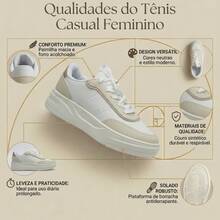 Women's Modern Platform Sneakers, Comfortable For Everyday Casual Wear, Stylish, Vacation, Lace-Up, Party, Office, Outdoor - 瓷 - 查看 3