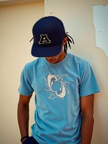 1顶男女通用个性化A-Z字母嘻哈棒球帽，可调节平沿棒球帽，经典平沿帽，透气嘻哈帽，适合日常休闲街头嘻哈风格 - 藏蓝色 - 查看 6