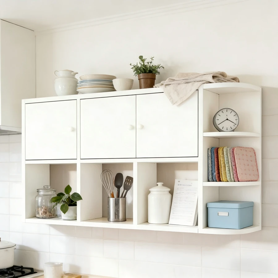 120cm Repisa De Pared Alacena Gabinete Cocina Flotante - Blanco - Ver 1