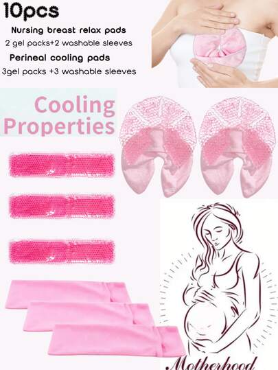 10ชิ้น/ชุด-ประกอบด้วยถุงน้ำแข็งประคบฝีเย็บแบบใช้ซ้ำได้ 3 ชิ้น พร้อมปลอกผ้าคลุมแบบซักได้ 3 ชิ้น และแผ่นประคบเต้านม 2 ชิ้น พร้อมปลอกผ้าคลุมแบบซักได้ 2 ชิ้น, ของขวัญพยาบาลในอุดมคติสำหรับคุณแม่มือใหม่, สิ่งจำเป็นสำหรับการให้นมบุตร, การรองรับตามหลักสรีรศาสตร์, วัสดุที่ไม่ก่อให้เกิดอาการแพ้, ของขวัญสำหรับวันแม่