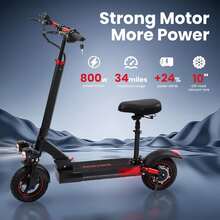 Folding Electric Scooter 10 Inch Tires 800w Motor 28mph Fast Speed Long Range Fast Charging With Seat Light Weight Easy Fold Full Suspension RGB Lights For Teenager Woman Adults Travel Commuting - US A Type Plug(110-127V) - View 4