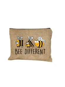 女士多功能手提包，可爱蜜蜂和“Bee Different”字母图案，可作个人旅行化妆包、购物袋、亚麻手提包、教师节礼物袋、可折叠轻便收纳袋、简约包袋、护士/医生/教师感恩收纳袋，适合婚礼、生日、海滩和度假场合，母亲节礼物，以及永恒的教师节礼物 - 彩色 - 查看 15