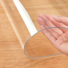 0.25mm Thick Transparent PVC Table Cover Protector, Rectangular Transparent Tablecloth, Waterproof And Oil-Proof, Tabletop Protection, Soft Glass Tablecloth, Suitable For Kitchen, Vanity, Desk, Dining Table. Household Kitchen And Dining Supplies - White - View 5
