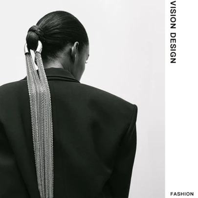 2026 New Arrival High-End Exaggerated Metal Hair Chain Headpiece, Fashionable Ponytail Accessory For Hip-Hop Stage Performance, Head Jewelry