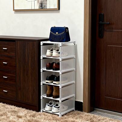 Estantería vertical para zapatos de 8/7/6/5/4 niveles, estantería para zapatos multinivel a prueba de polvo, hecha de tela no tejida y plástico, adecuada para hogares pequeños, dormitorios y entradas, fácil montaje, diseño compacto y ahorra espacio, puede sostener múltiples pares de zapatos