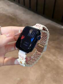 新款藝術優雅尼龍花卉錶帶，相容 38/40/41/42/44/45/46/49mm，適用於 Ultra/S10/9/8/7/6/5/4/3/2/1 - 彩點花 - 查看 6
