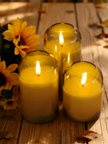 3PCS Rechargeable Flameless Candle Lights, Dancing Flickering, Battery Powered (Batteries Included), With Remote Control, Suitable For Home Decor, Wedding, Holiday, Party, Table Centerpiece, Gift - Grey - View 7