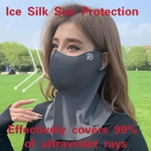 1pc Women's Breathable Full Face Sun Protection Mask - UV Protection, Elastic Fit, Ice Slip Fiber Fabric, Hand Washable, Cycling Plus Size Mask Driving Neck Style Breathable Mask, Mesh Breathable, Sweat-Wicking Sun Protection Integrated Mask - Multicolor - View 4