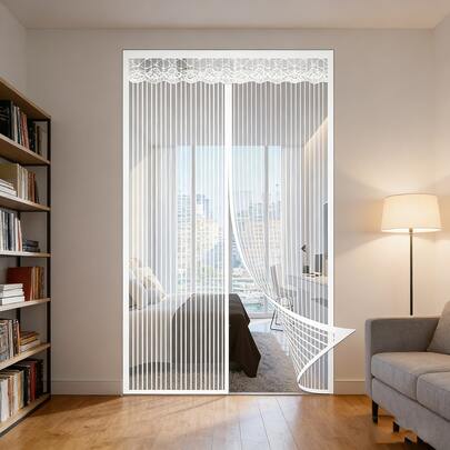 Magnetic Screen Door, Self-Sealing Door Net, Heavy Duty Mesh Magnetic Closure To Keep Bugs Out, Multiple Sizes - Pet Friendly, White