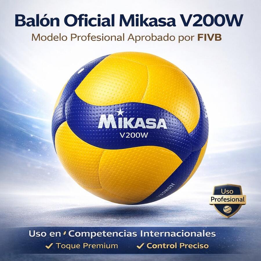 Balon Voleibol Mikasa V200w Microfibra Color Fix Amarillo