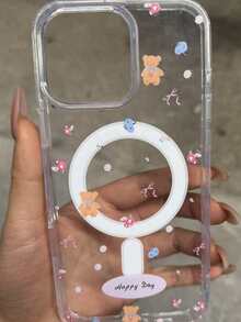 Transparent Adorable Butterfly Teddy Bear Magnetic Phone Case, Compatible With IPhone 17 Pro Max/16 Pro Max And Fits 13/14/15/12/11, Drop-Proof Protection Case - Transparent Bear - View 6