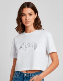Cropped Feminina Estampa Peso Casual Treino Academia Diversas Cores Hexa Copa - Branco - Visão 4