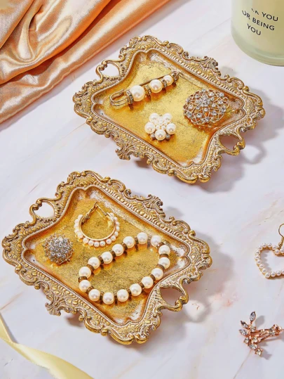 Vintage Small Gold Ring Tray (1 Piece), A Birthday And Wedding Gift For Women, Wedding Ring Tray