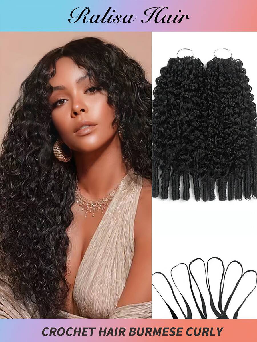 RALISA Raw Burmese Curly Human Hair Crochet 22 Inch 120g Knotless Pre-Separated Crochet 3c4a Water Curly Hair Lightweight Reusable Virgin Hair Extensions For Women Natural Black Color Gifts Christmas Gifts Hair Accerssories Christmas Decrotions - đen - Xem 1