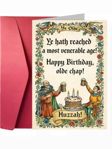 1pc Retro Medieval Birthday Card | Fun Retro Style, Suitable For Friends, Family, And Colleagues - Multicolor - View 2