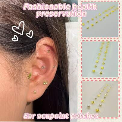 Bolas de acupresión para la oreja, terapia de acupuntura auricular, ayuda a relajar el Body y la mente, alivia el estrés, fácil de usar.