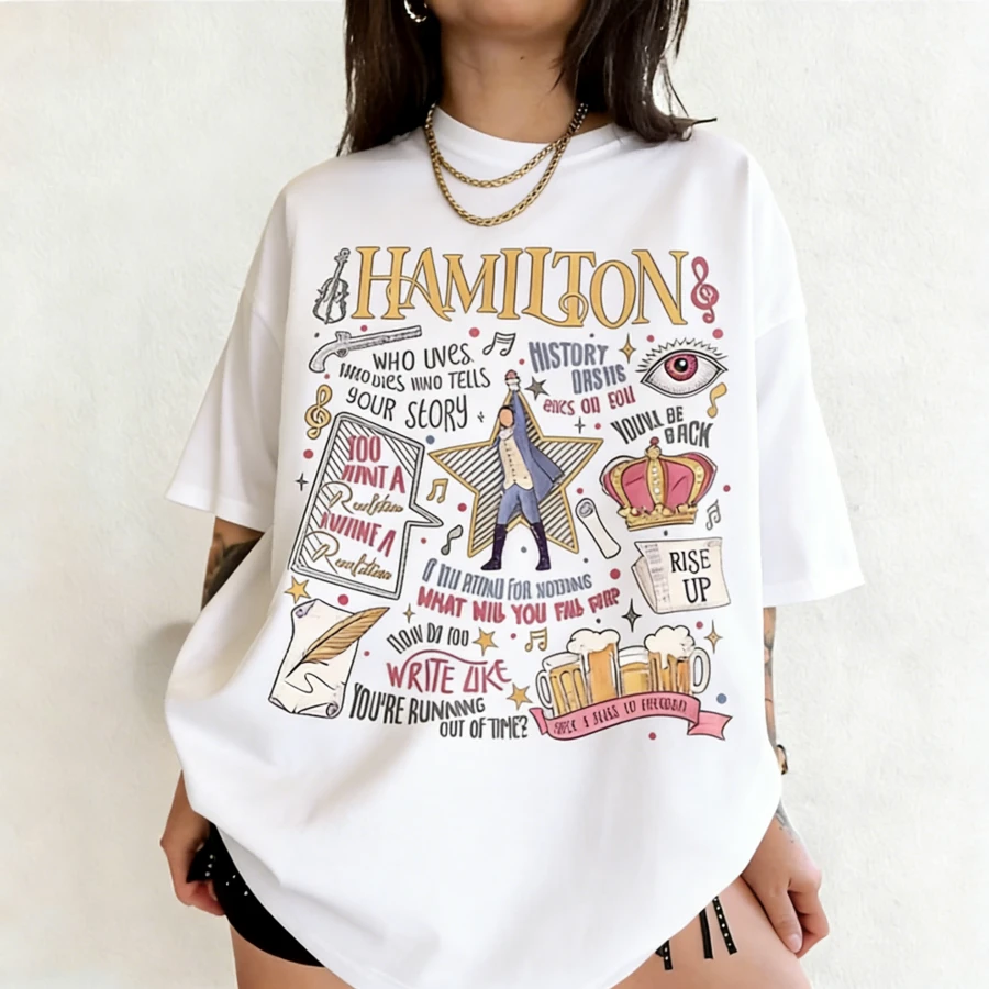 Hamilton Musical Quote Comfort  Shirt, Lin-Manuel Miranda Inspired Revolutionary Line Shirt, American Musical TShirt - 白色 - 查看 1