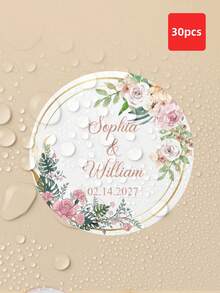 1-120pcs Custom Name Labels, Personalized Round Text Stickers, Customizable Thank You Stickers, Custom Text Wreath Stickers, Perfect For Weddings, Birthday Parties, Gift Boxes, Gift Bags, Invitations, Various Occasions, Elegant, Romantic, Stylish, Beautiful Floral Crown Design, Creative & Versatile, Ideal Gift For Husband, Wife, Boyfriend, Girlfriend, Friends, Family, Great For Weddings, Engagements ,Diy Kits - Multicolor - View 56