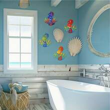 2D Acrylic Seahorse Wall Decor, 4pcs Large Coral Seahorse Ocean Theme Wall Hanging, Suitable For Indoor/Outdoor Patio, Corridor, Fence, Pool Decoration, Birthday Party, Housewarming Gift, Garden Home Decor - Multicolor - View 5