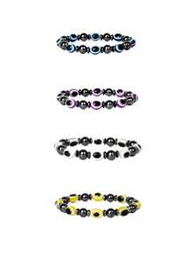 4pcs/2pcs/1pc, Black Agate Devil Angel's Eye, Couple Style, Weight Loss, Ankle Chain, Bracelet, Can Be Worn On The Hand Or On The Leg (Unisex) - Multicolor - View 3