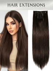 JUNHENG 24-Inch Straight Synthetic Hair Extension Clip-In Hairpiece, Vacation Style Inspiration For Women, Natural Shine (Blonde) - Multicolor - View 13