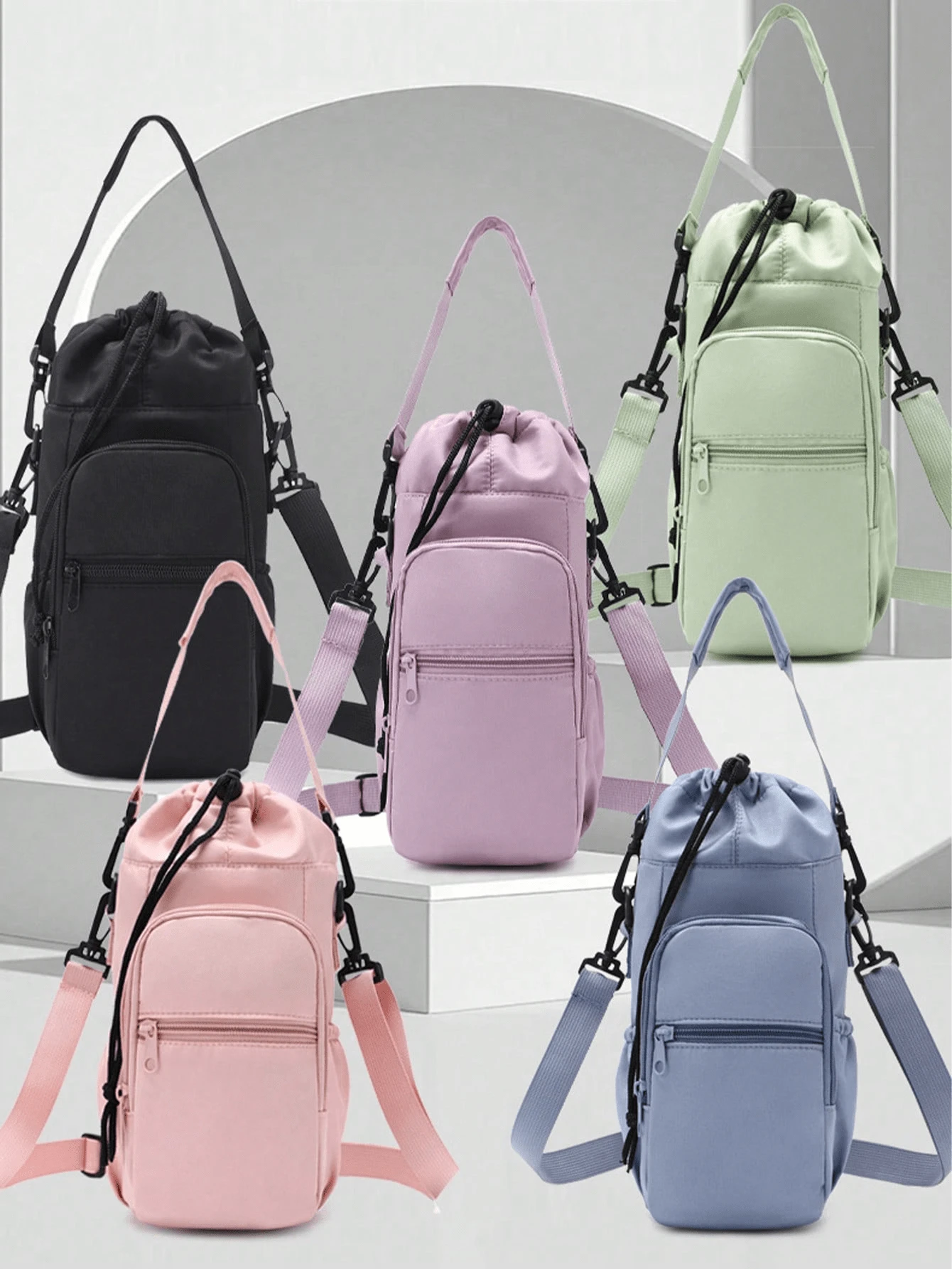 Túi đựng cốc cách nhiệt bằng giấy bạc, Túi đeo vai đựng bình nước họa tiết xương cá, Túi đựng bình nước đeo chéo, Túi đựng bình nước - Nhiều màu - Xem 1