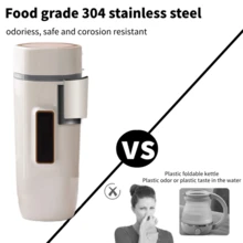 OCTAVO 终极旅行伴侣：350毫升迷你电水壶 - 快速烧水，LED温度控制，小巧便携，适合旅行、办公、酒店使用，具备自动断电和干烧保护功能 - 完美的圣诞礼物 - 美規B型插(110-127V) - 查看 10