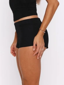 Women Y2k Micro Shorts Low Waist Skinny Shorts Hot Pants Going Out Mini Bottoms Streetwear Solid Color Back Zipper Mini Shorts Rave Outfits - 黑色 - 查看 3