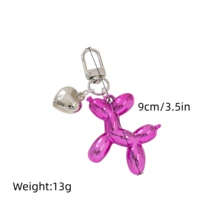 1pc Y2K Aesthetic Metallic Balloon Dog Keychain, Cute Bag Charm Pendant With Heart Decor, Fashion Backpack Accessory & Birthday Gift For Teenage Girls, Women And Animal Lovers - Balloon Dog - View 9
