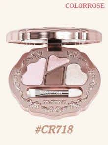 COLORROSE 四色复古西部风眼影盘，提亮+阴影，哑光珠光眼影，高显色持久闪亮眼影，丝滑天鹅绒质地，带镜子，多功能修容高光腮红盘 - CR718 - 查看 3