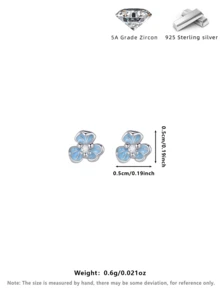 S925银鸢尾花5A级锆石耳钉，优雅低敏，适合耳洞佩戴，生日/圣诞礼物，附赠首饰盒 - 銀色 - 查看 9