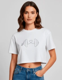 Cropped Feminina Estampa Peso Casual Treino Academia Diversas Cores Hexa Copa - Branco - Visão 3